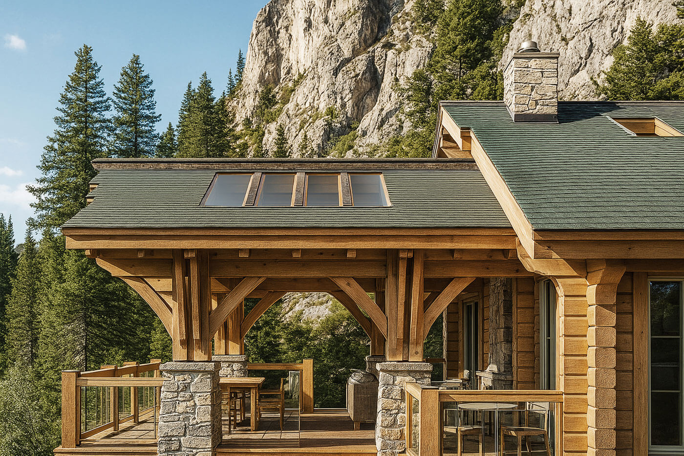 Терраса с мансардными окнами