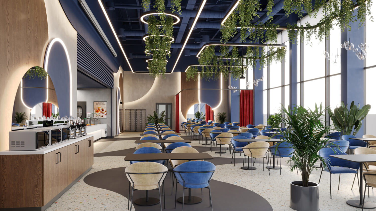 Дизайн ресторана в офисном здании