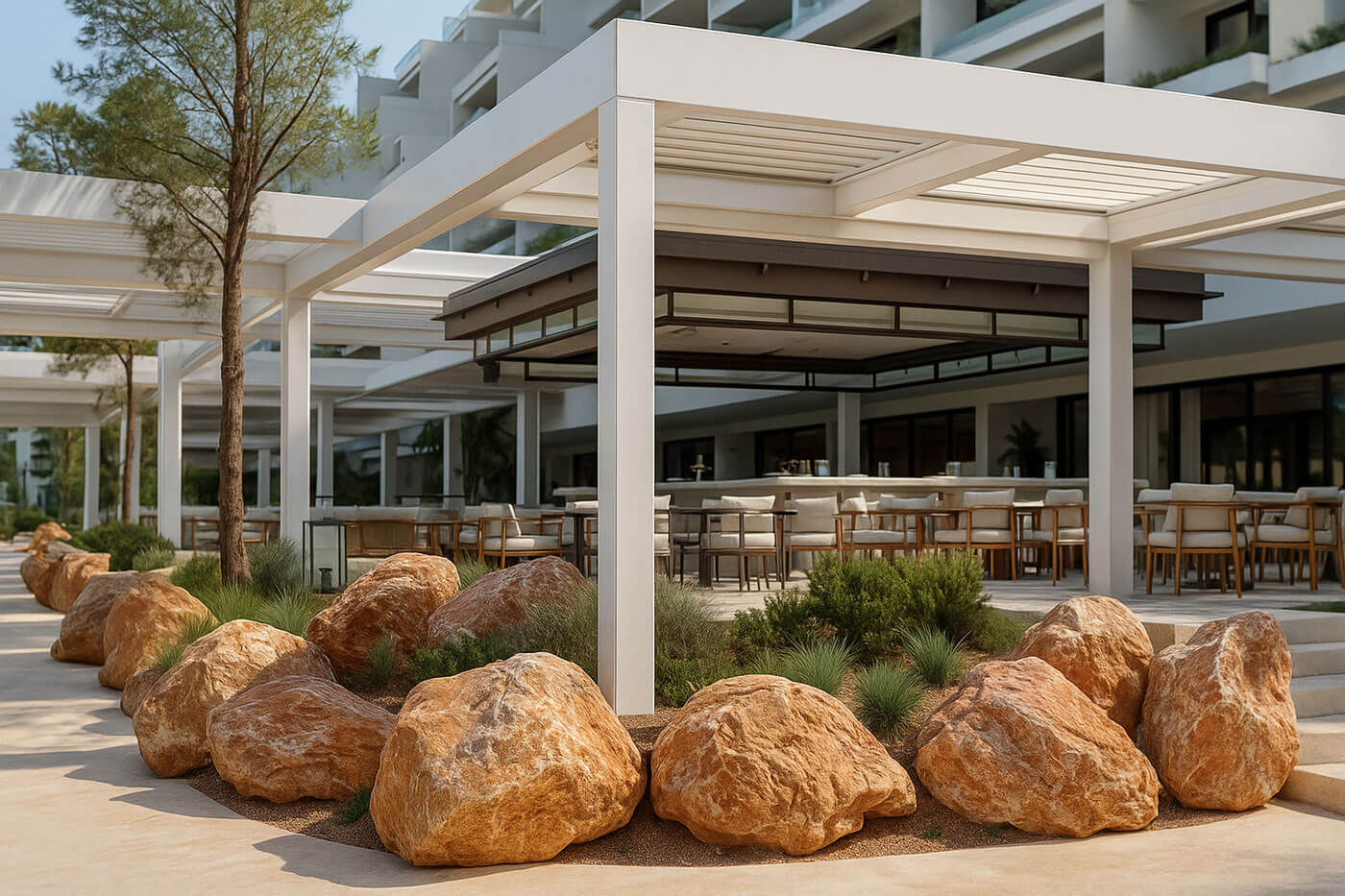 Терраса с камнем