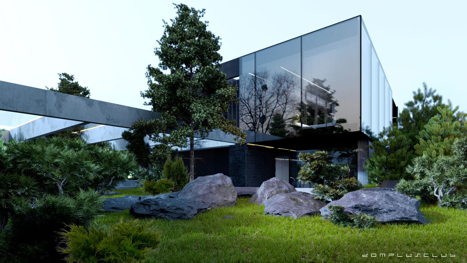 Дом из белого бетона