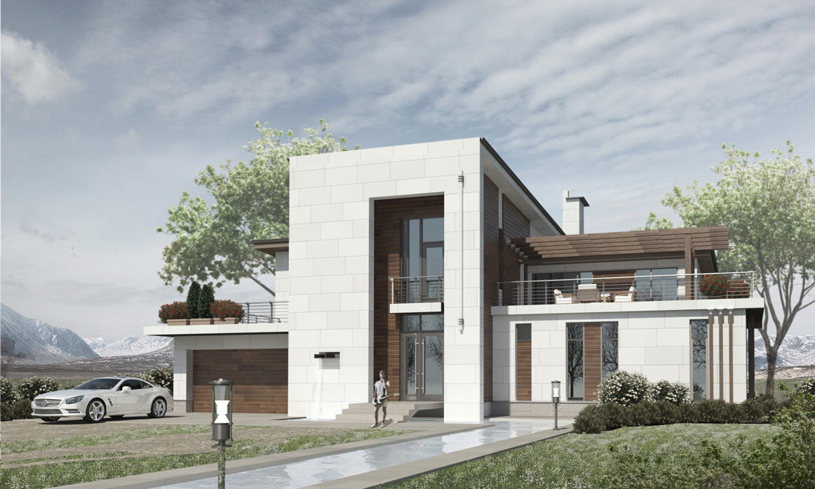 HOUSE WITH WATERFALL